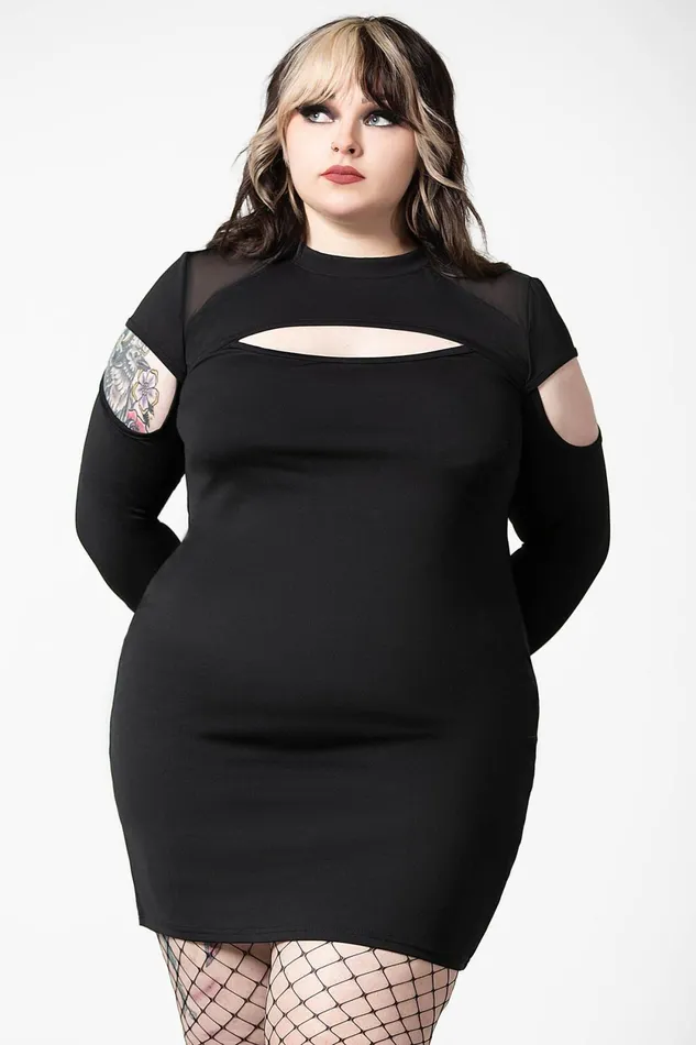 Women Mini Killstar Cosmic Shift Long Sleeve Dress