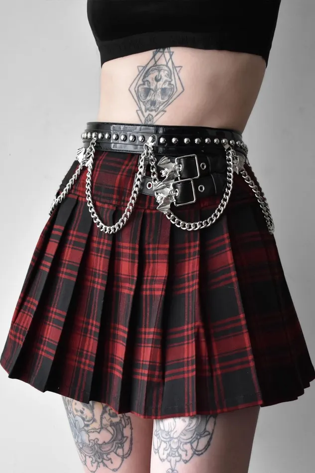 Women Mini Skirts Killstar Bat Girl Skirt TARTAN