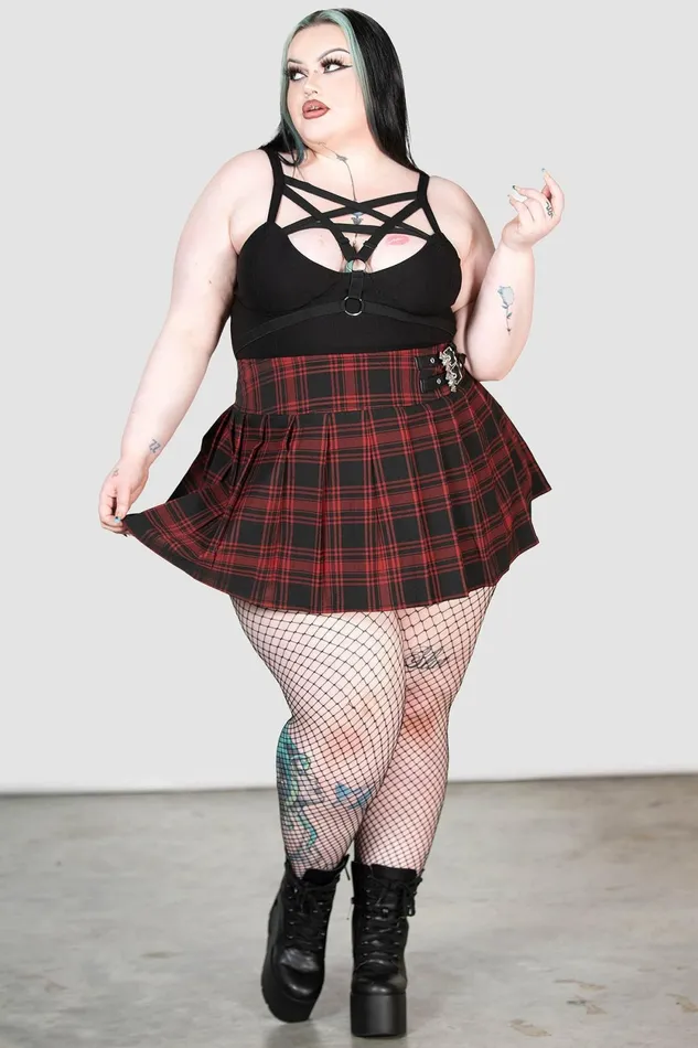 Women Mini Skirts Killstar Bat Girl Skirt TARTAN