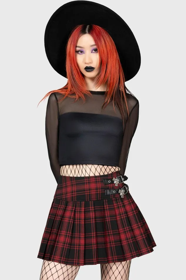 Women Mini Skirts Killstar Bat Girl Skirt TARTAN