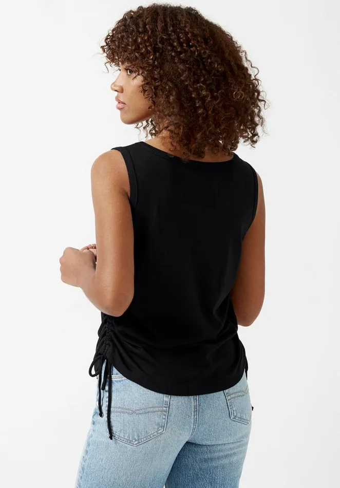 Women Muriel Black Ruched Womens Tank Top Black Buffalo David Bitton Tops and Tees