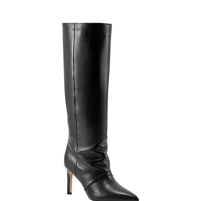 Women Narysa Dress Boot Black Leather Marc Fisher Boots and Booties