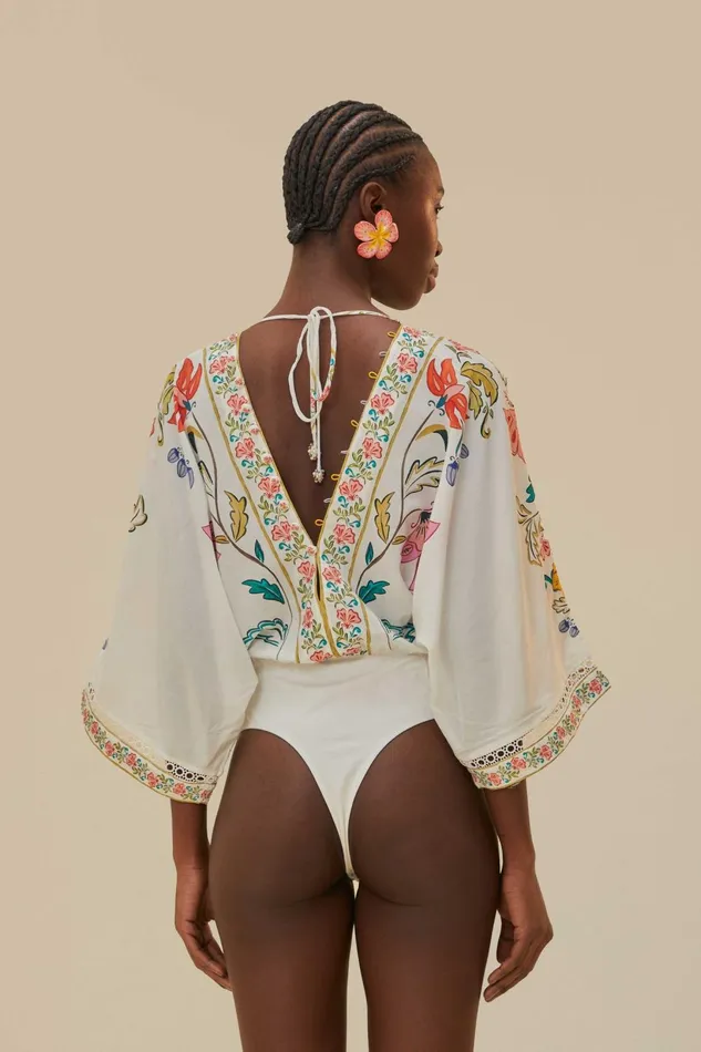 Women OffWhite Insects Floral Bodysuit Floral Insects Offwhite FARM Rio Bodysuits