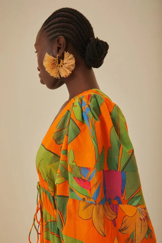 Women Orange Fresh Macaws Midi Dress Fresh Macaws Orange FARM Rio Midi Dresses