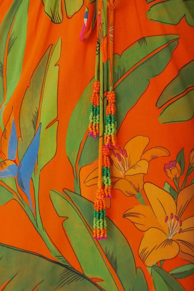 Women Orange Fresh Macaws Midi Dress Fresh Macaws Orange FARM Rio Midi Dresses