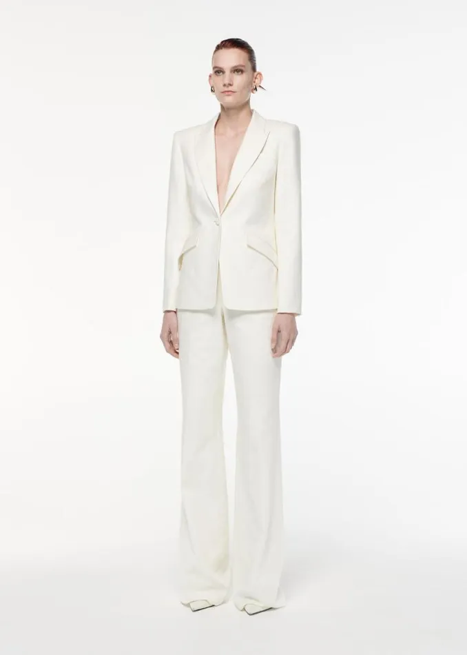 Women Outerwear Roland Mouret Single Breasted Linen Blazer