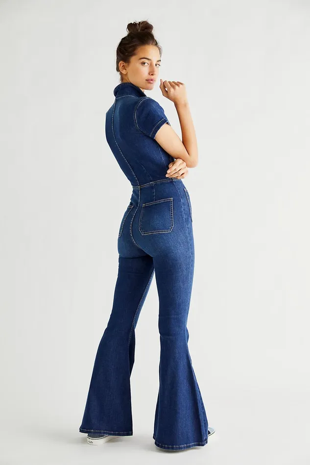 Women Overalls Free People Hearts Beat Coverall Neo Blue