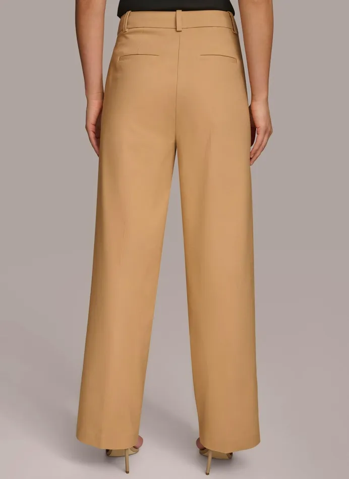 Women Pants Donna Karan STRAIGHT LEG TROUSER WITH TAB WAIST DETAIL Fawn