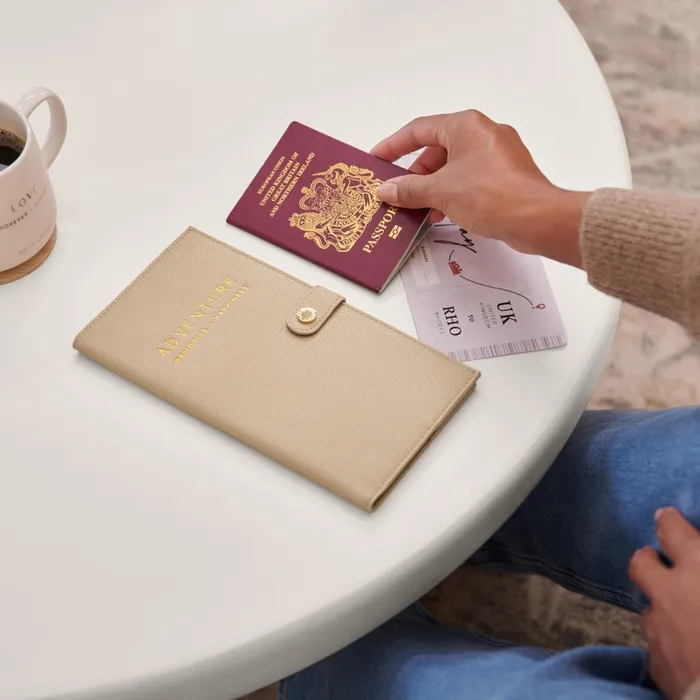 Women Passport Covers and Holders Katie Loxton Sentiment Travel Wallet 8211 Adventure Memories Happiness 8211 Light Taupe Women Passport Covers and Holders Katie Loxton Sentiment Travel Wallet 8211 Adventure Memories Happiness 8211 Light Taupe