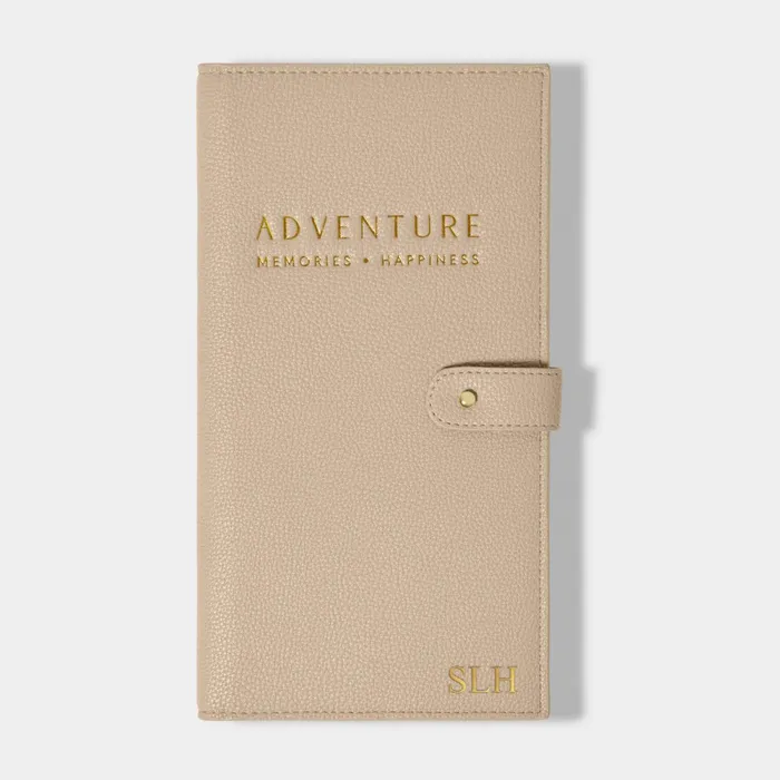 Women Passport Covers and Holders Katie Loxton Sentiment Travel Wallet 8211 Adventure Memories Happiness 8211 Light Taupe