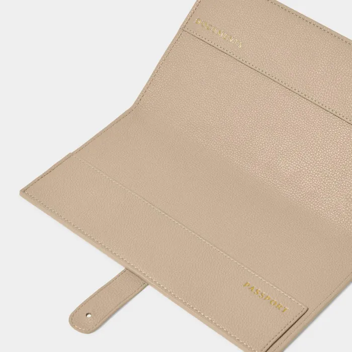 Women Passport Covers and Holders Katie Loxton Sentiment Travel Wallet 8211 Adventure Memories Happiness 8211 Light Taupe