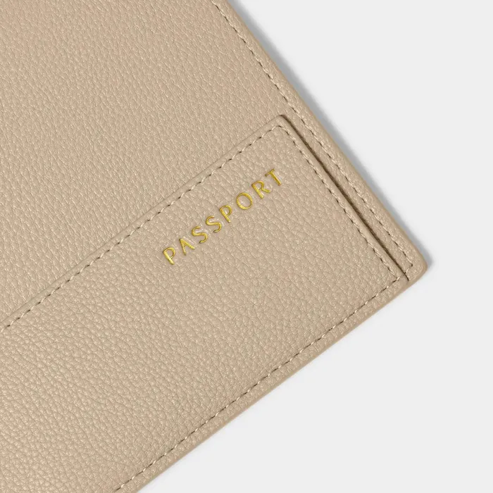 Women Passport Covers and Holders Katie Loxton Sentiment Travel Wallet 8211 Adventure Memories Happiness 8211 Light Taupe