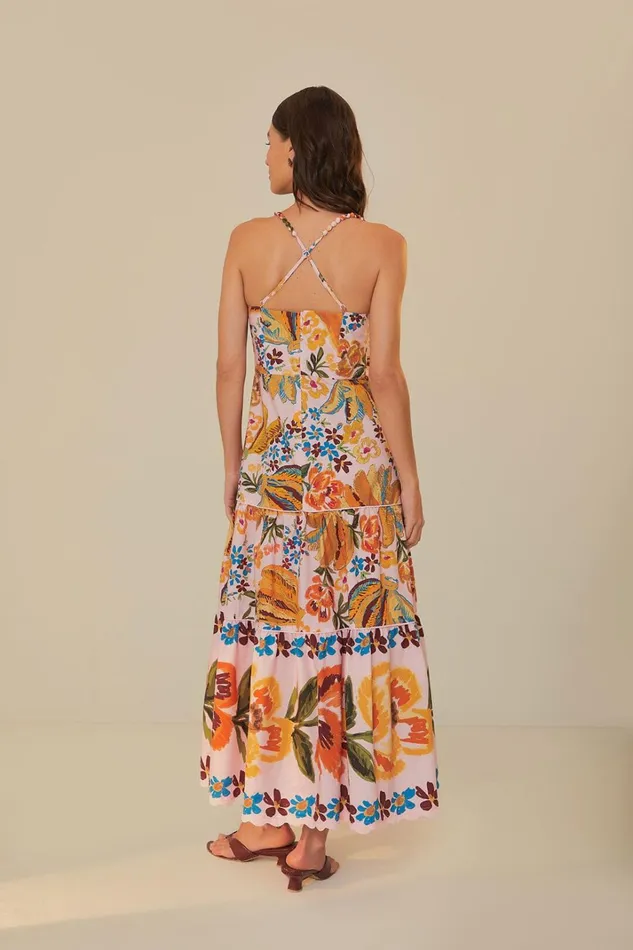 Women Pink Spring Bananas Midi Dress Spring Bananas Pink FARM Rio Midi Dresses