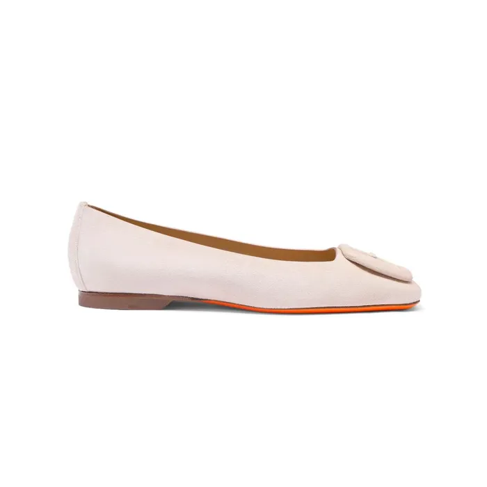 Women Pink Suede Ballet Flat Santoni Flats Shoes