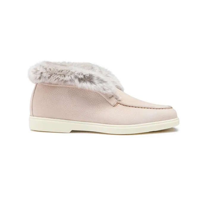 Women Pink Suede Desert Boot Santoni Flats Shoes