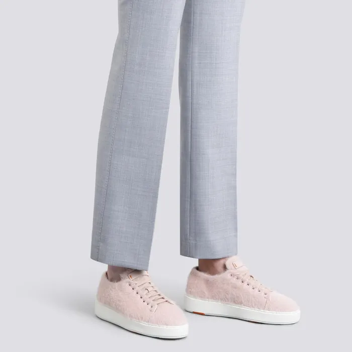 Women Pink Wool Sneaker Santoni Sneakers