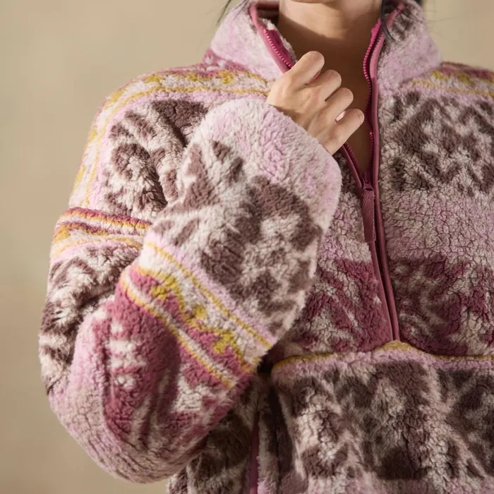 Women Printed Heidi Sherpa Pullover Berry Sundance Catalog Tops Women Printed Heidi Sherpa Pullover Berry Sundance Catalog Tops