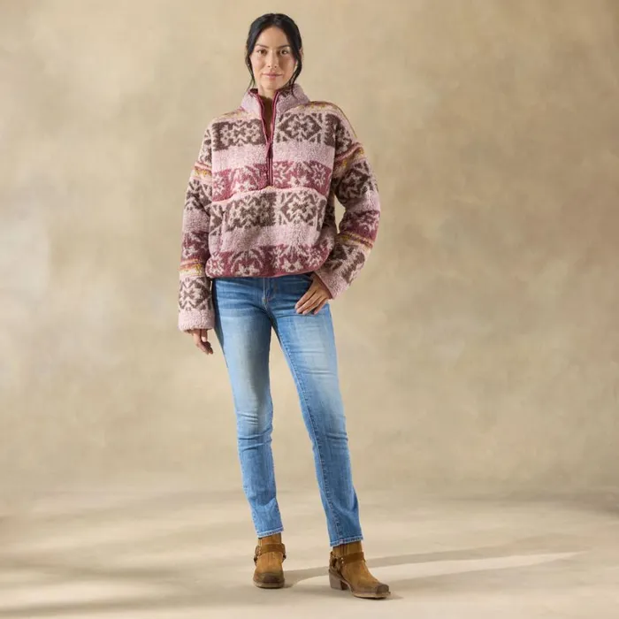 Women Printed Heidi Sherpa Pullover Berry Sundance Catalog Tops Women Printed Heidi Sherpa Pullover Berry Sundance Catalog Tops