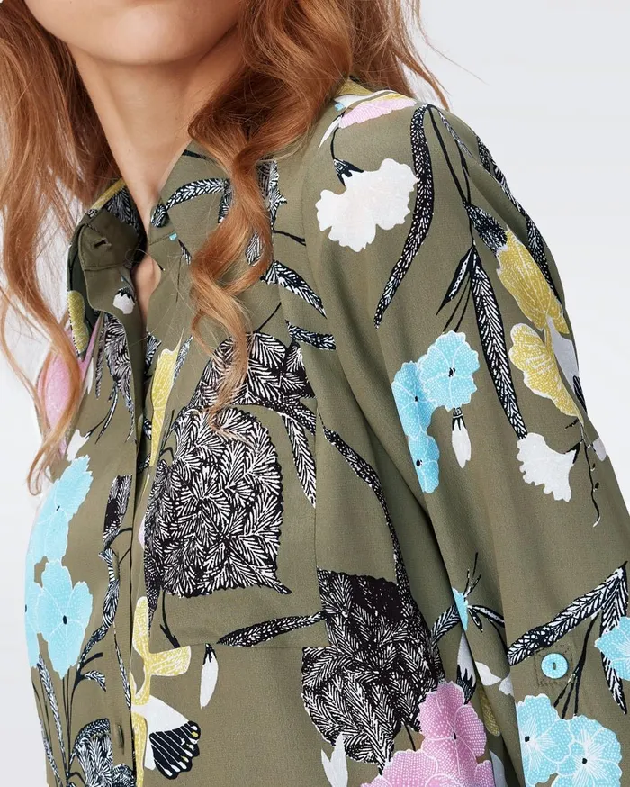 Women Prita Shirt Dress Festival Floral Olive DVF Dresses