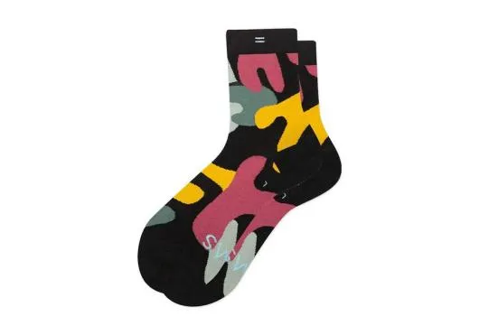Women Quarter Crew Socks Abstract Floral TOMS Sneakers