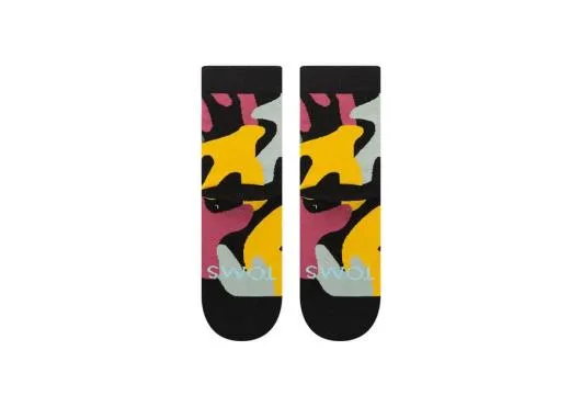 Women Quarter Crew Socks Abstract Floral TOMS Sneakers