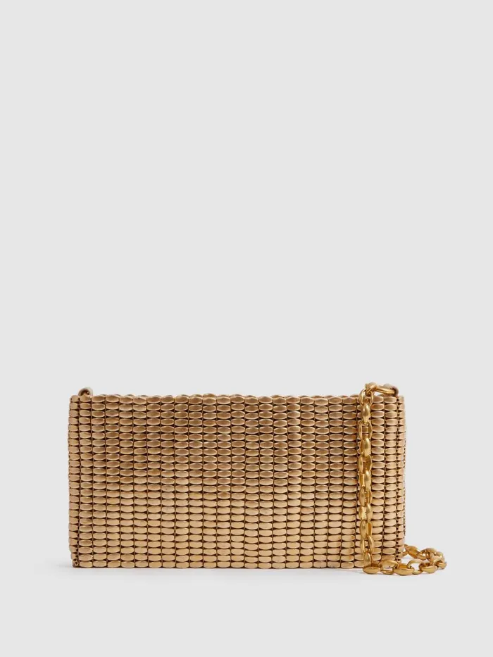 Women Reiss Bags Bailey Beaded Removable Strap Shoulder Bag Gold
