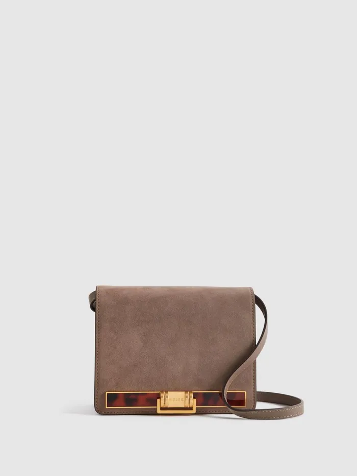 Women Reiss Bags Lexington Suede Leather Shoulder Bag Mink