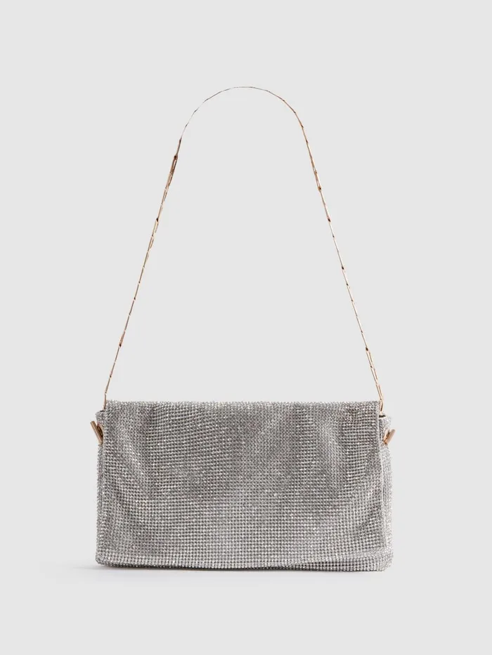 Women Reiss Bags Soho Embellished Chainmail Shoulder Bag Silver