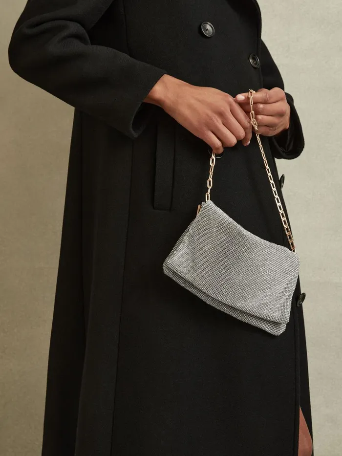 Women Reiss Bags Soho Embellished Chainmail Shoulder Bag Silver