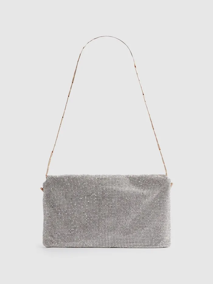 Women Reiss Bags Soho Embellished Chainmail Shoulder Bag Silver