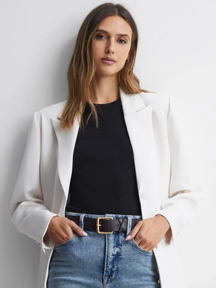 Women Reiss Belts Annie Leather Buckle Belt Black