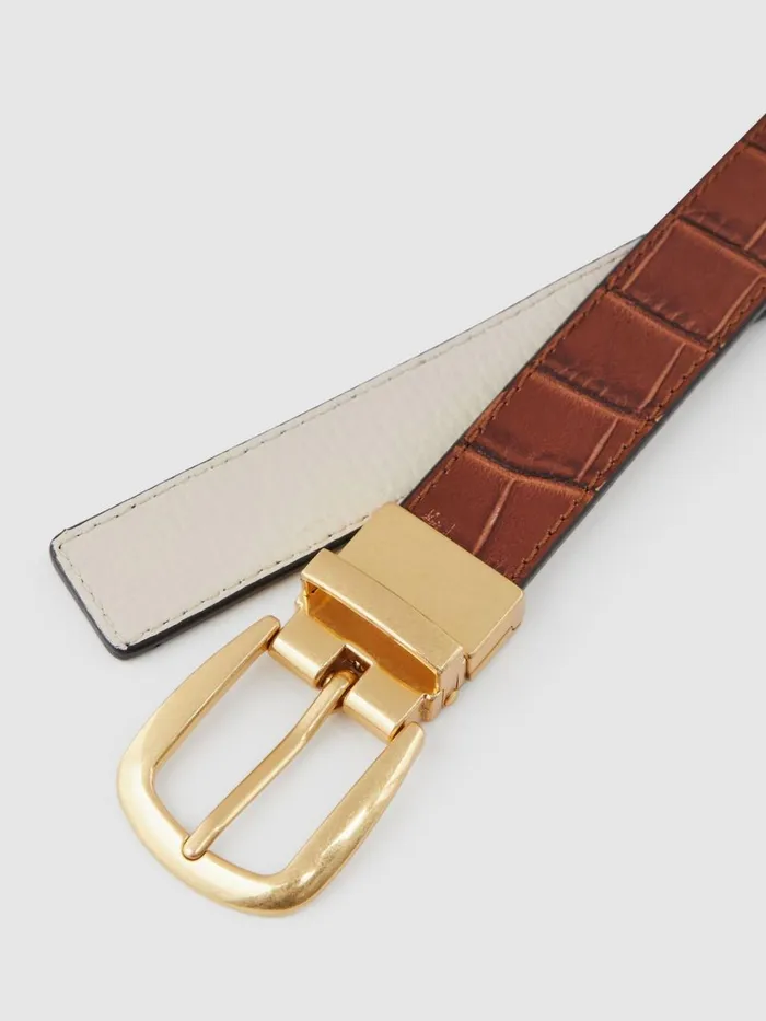 Women Reiss Belts Madison Reversible Leather Belt Whitetan