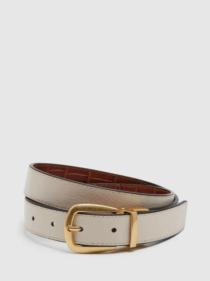 Women Reiss Belts Madison Reversible Leather Belt Whitetan