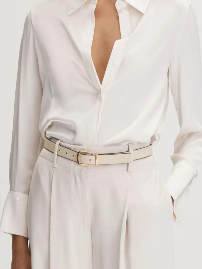 Women Reiss Belts Madison Reversible Leather Belt Whitetan