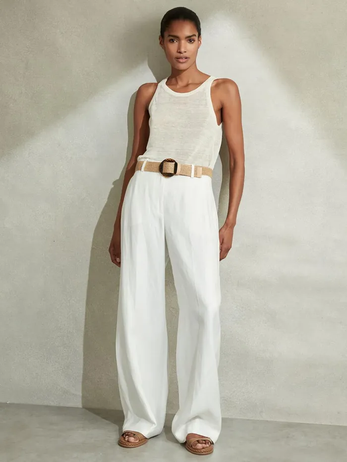 Women Reiss Belts Rachel Elasticated Woven Belt Natural