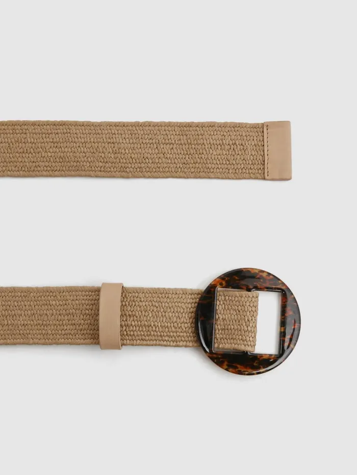 Women Reiss Belts Rachel Elasticated Woven Belt Natural