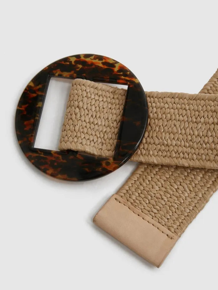 Women Reiss Belts Rachel Elasticated Woven Belt Natural