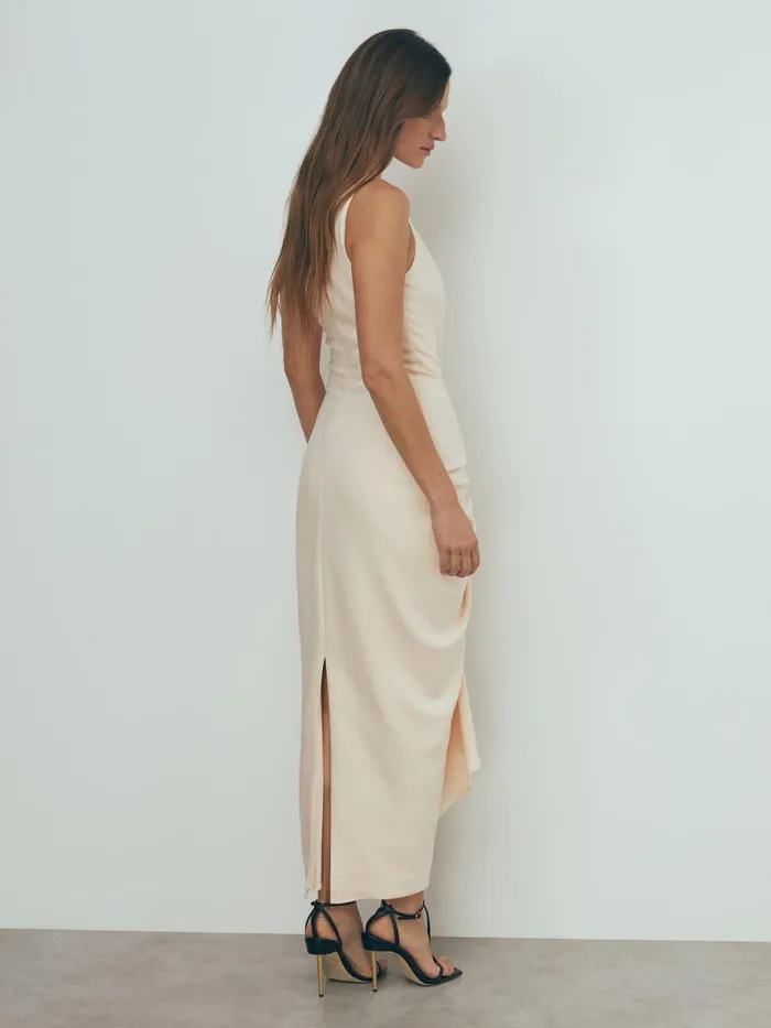 Women Reiss Dresses Felicity Ruched Bodycon Midi Dress Blush