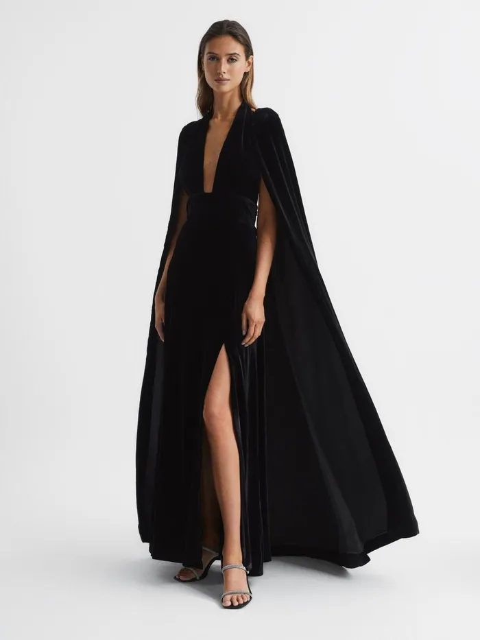 Women Reiss Dresses Gracie Velvet Maxi Dress Black