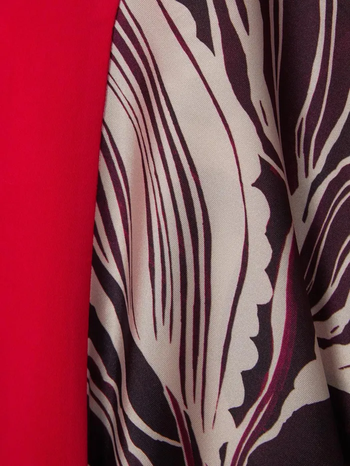Women Reiss Dresses Hanna Printed Front Split Midi Dress Ivoryburgundy