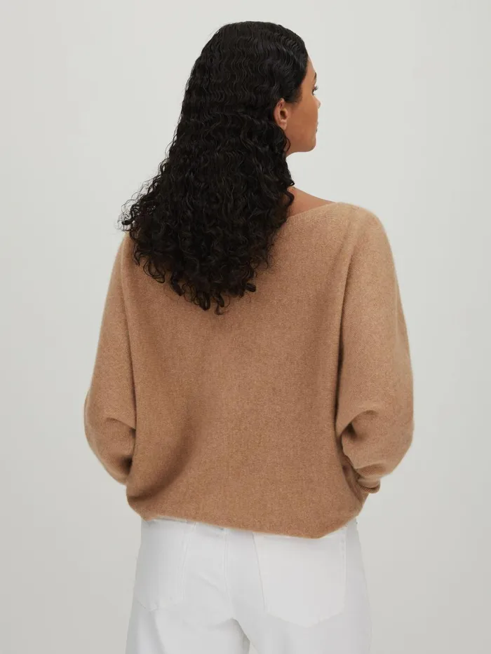 Women Reiss Knitwear Collection Cashmere Batwing Jumper Soft Camel