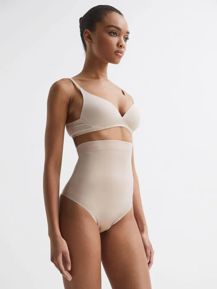 Women Reiss Lingerie Spanx Shapewear HighWaisted Thong Champagne