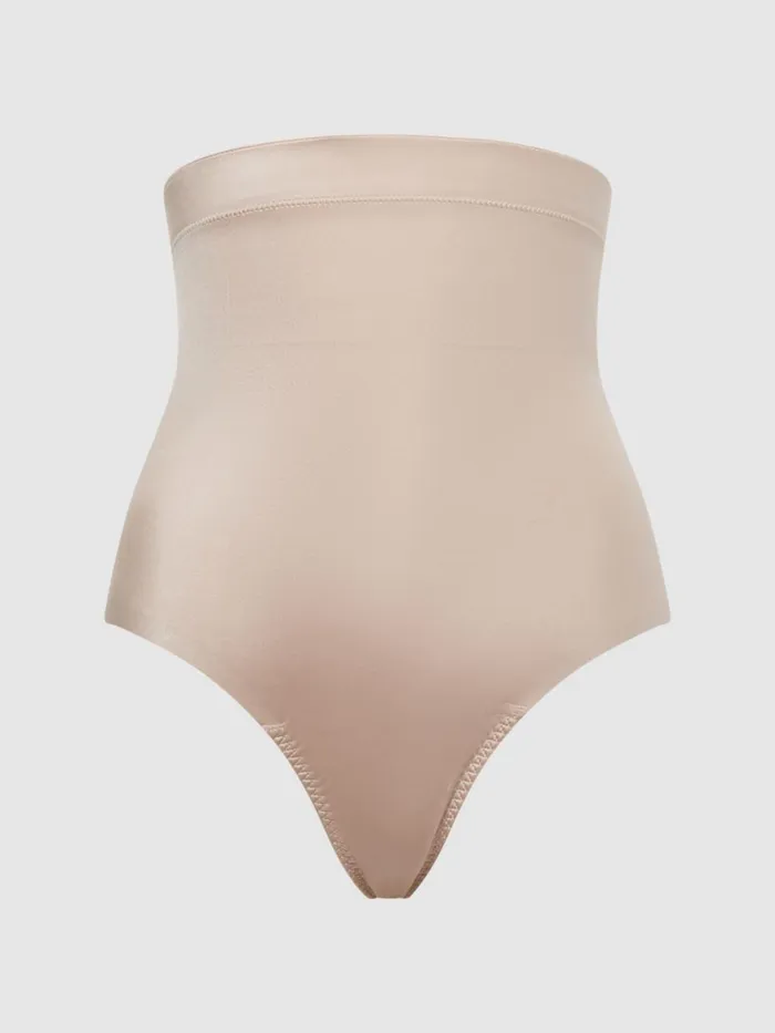 Women Reiss Lingerie Spanx Shapewear HighWaisted Thong Champagne