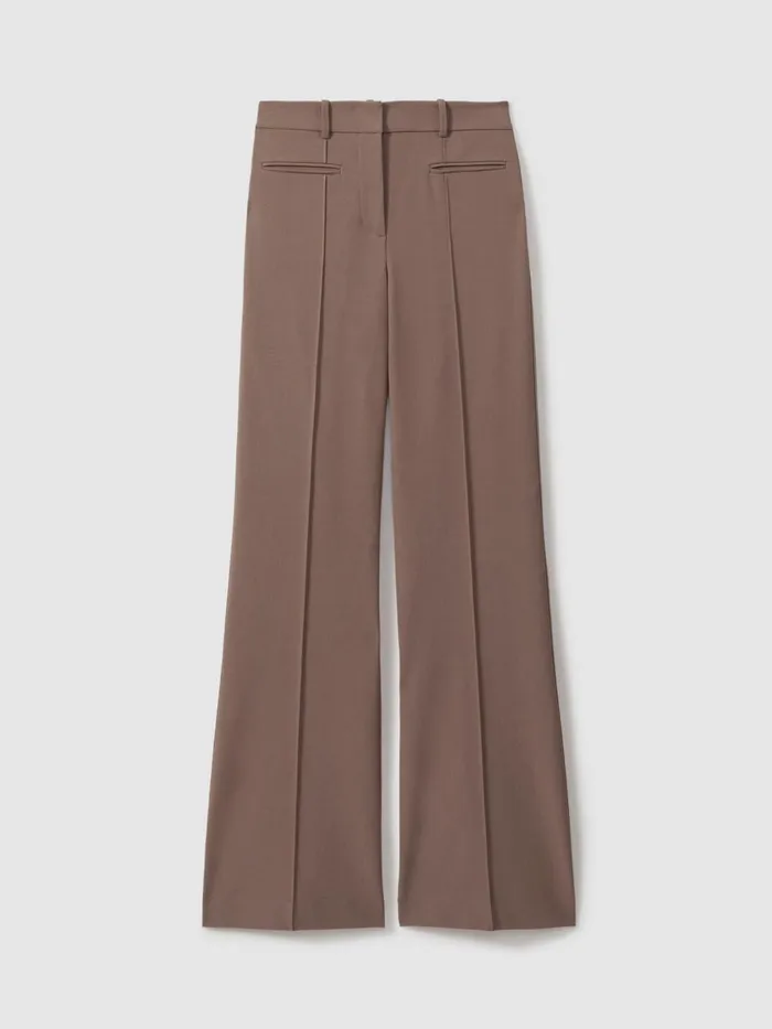 Women Reiss Pants Claude High Rise Flared Trousers Mink Neutral