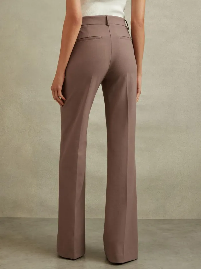 Women Reiss Pants Claude High Rise Flared Trousers Mink Neutral