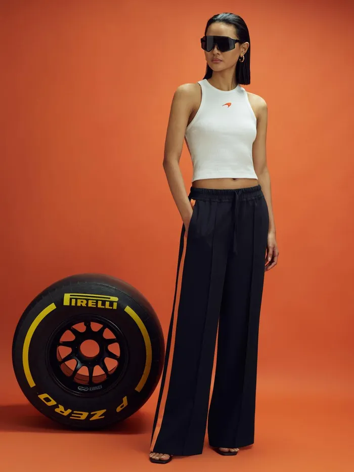 Women Reiss Pants F1 Side Stripe Drawstring Trousers Navypapaya