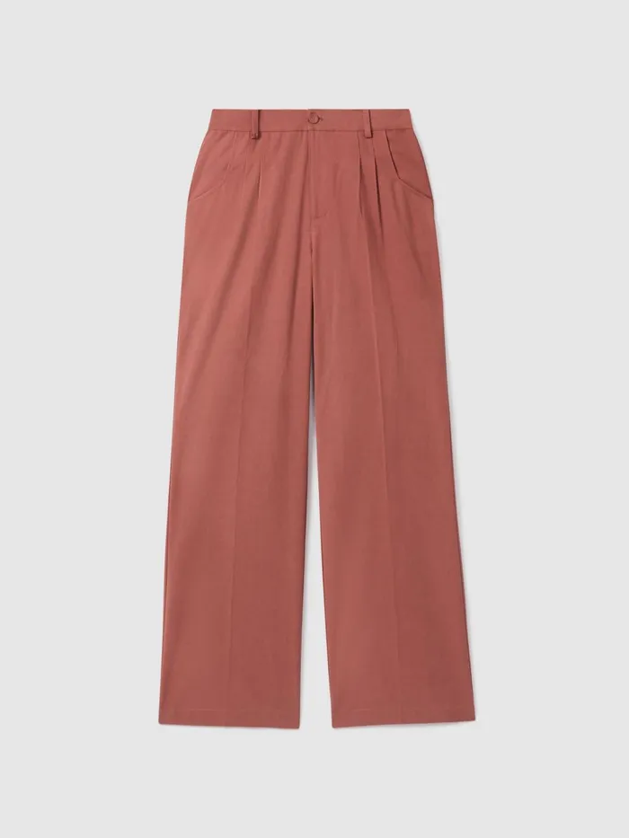 Women Reiss Pants Tailored Wide Leg Trousers Dusk Pink