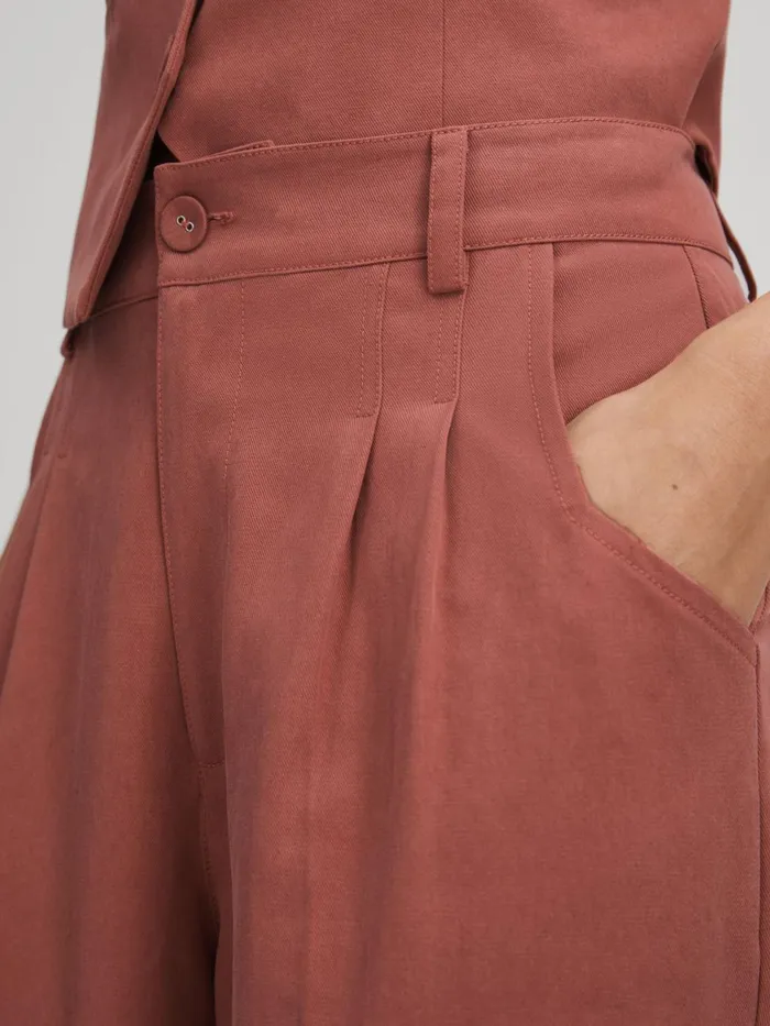 Women Reiss Pants Tailored Wide Leg Trousers Dusk Pink