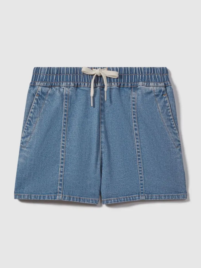 Women Reiss Shorts Isaac Lyocell Blend Denim Drawstring Shorts Mid Blue