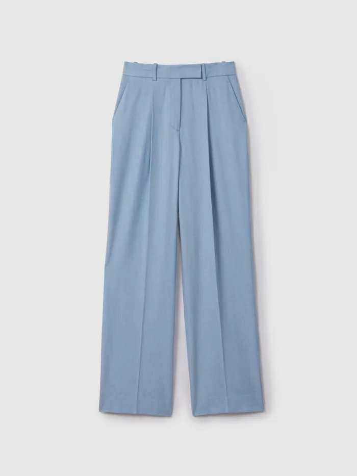Women Reiss Suits and Tailoring June Wide Leg Suit Trousers With TENCEL Fibers Blue